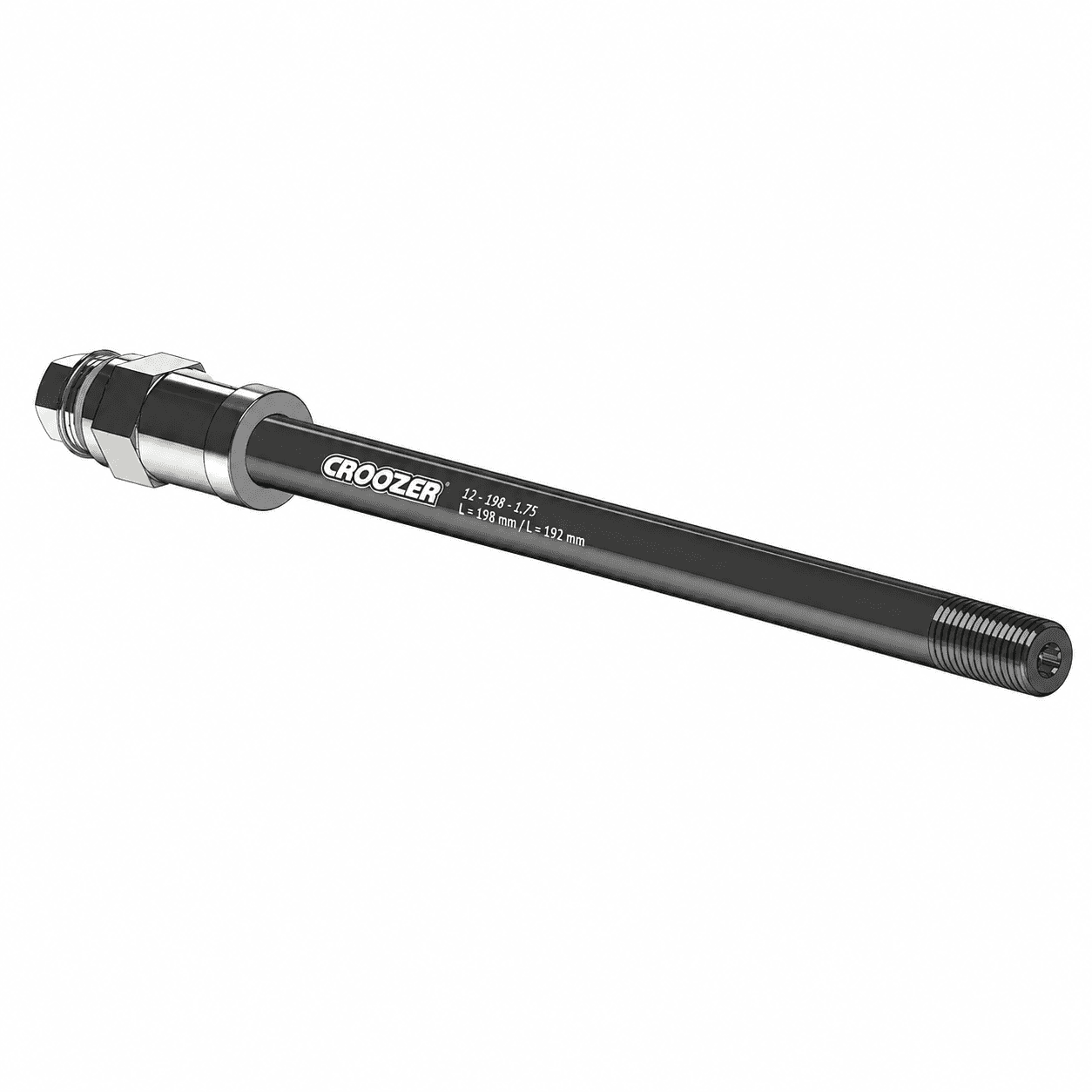 Croozer M12x1.75 Universal Aksling 198mm/192mm, Trek 142/148mm