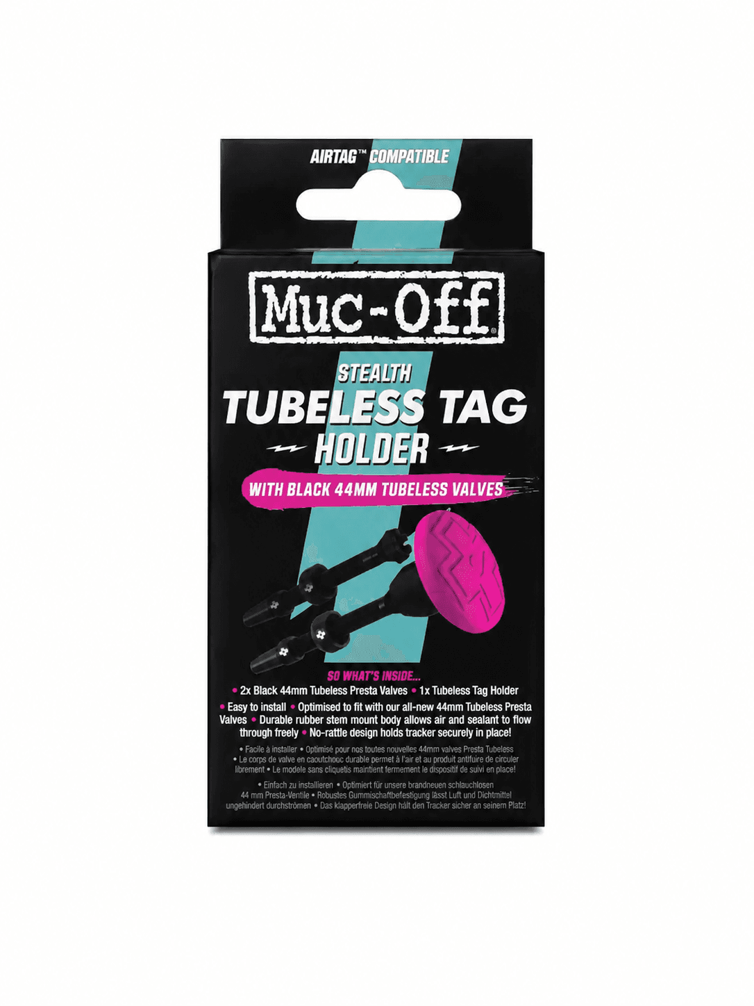 MUC-OFF Tubeless Tag Holder 44 mm Black/pink